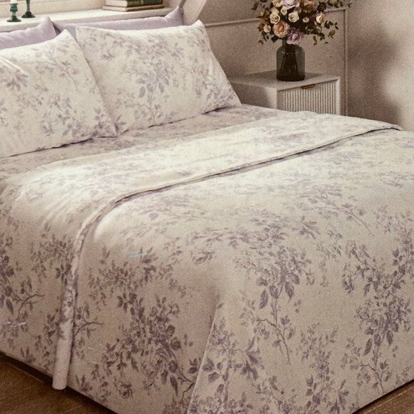 Cabbages & Roses KING Size Sheet Set Alderney-Lilac Crisp Cotton Percale - Picture 6 of 6